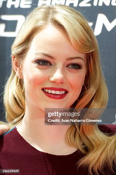 Actress Emma Stone attends 'The Amazing Spider-Man' photocall at Villamagna Hotel on June 21, 2012 in Madrid, Spain.