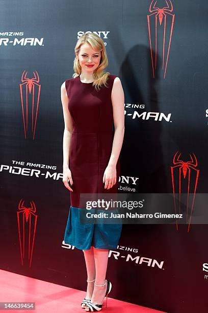 Actress Emma Stone attends 'The Amazing Spider-Man' photocall at Villamagna Hotel on June 21, 2012 in Madrid, Spain.