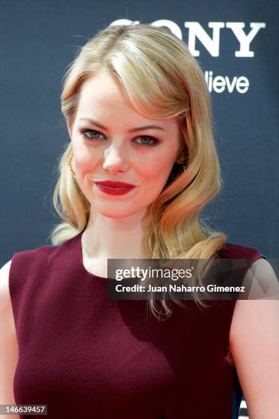 Actress Emma Stone attends 'The Amazing Spider-Man' photocall at Villamagna Hotel on June 21, 2012 in Madrid, Spain.