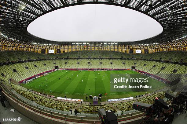 General view during a Germany training session ahead of their UEFA EURO 2012 quarter-final match against Greece, at Municipal Stadium on June 21,...