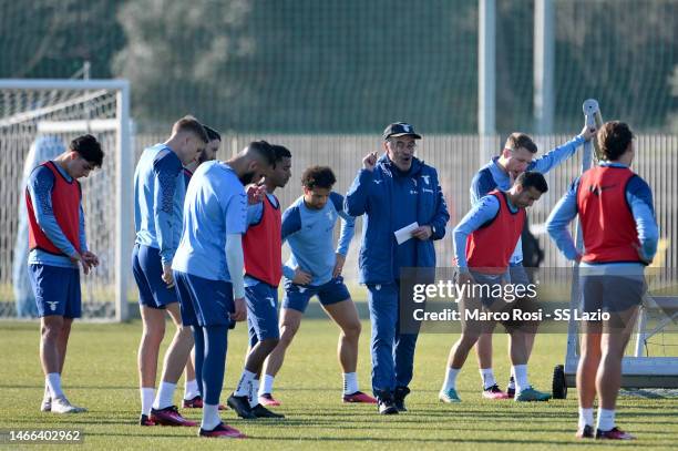 Lazio head coach Maurizio Sarri during the SS Lazio training session at the Formello sport centre on February 15, 2023 in Rome, Italy.