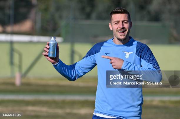 Sergej Milinkovic Savic of SS Lazio during the SS Lazio training session at the Formello sport centre on February 15, 2023 in Rome, Italy.