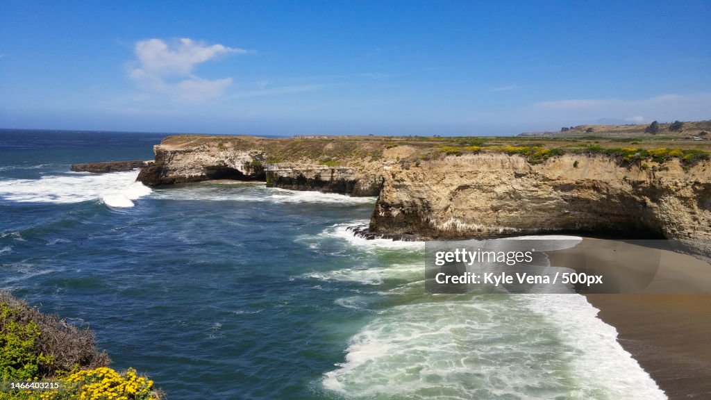 Scenic view of sea against blue sky,Santa Cruz,California,United States,USA