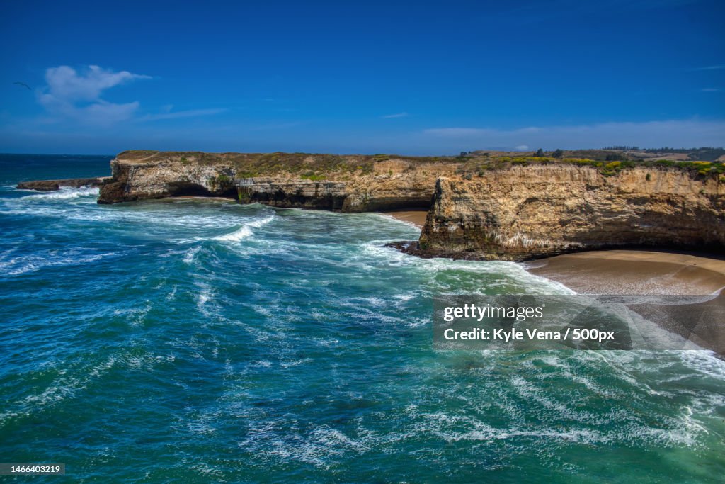 Scenic view of sea against blue sky,Santa Cruz,California,United States,USA