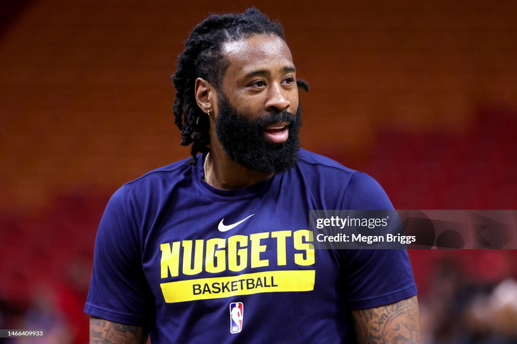DeAndre Jordan of the Denver Nuggets warms up prior to a game against ...
