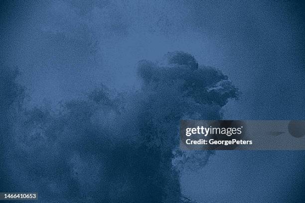 blue, stipple illustration of dramatic storm clouds - cyclone 幅插畫檔、美工圖案、卡通及圖標