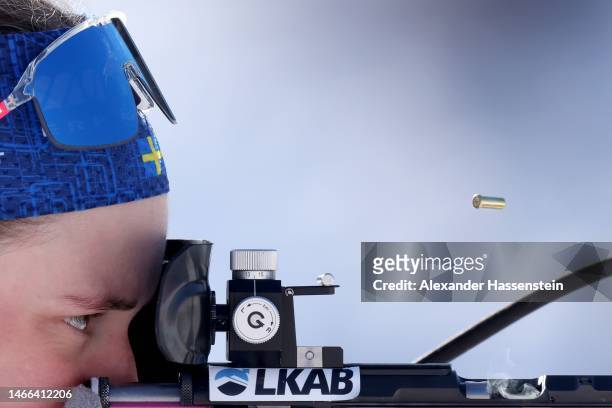 Hanna Oeberg of Sweden competes during the Women 15 km Individual at the IBU World Championships Biathlon at Lotto Arena Oberhof on February 15, 2023...