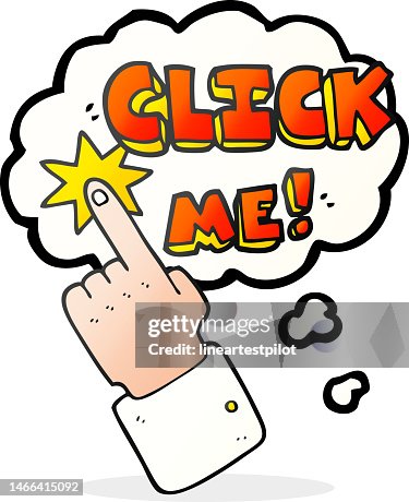 Click Me Pattern Click Me Freehand Drawn Thought Bubble Cartoon Sign High-Res Vector ...
