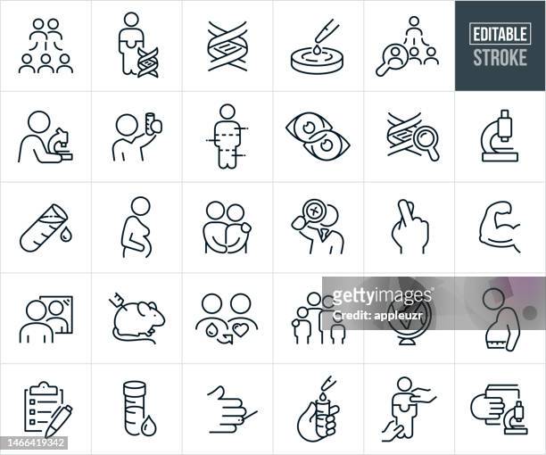 family genetics and heredity research thin line icons - editable stroke - genealogy stock illustrations