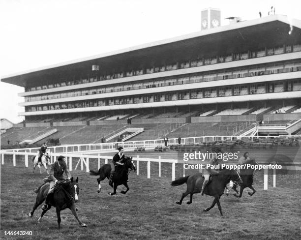 Princess Alice, Duchess of Gloucester, Princess Alexandra of Kent and friends take part in a 5-furlong Royal sprint past the new grandstand at Ascot,...