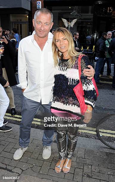 Sean Pertwee and Jacqui Hamilton-Smith attend a private view of 'Artifact: A Solo Exhibition By Nancy Fouts' at Pertwee, Anderson & Gold Gallery on...