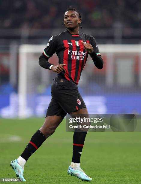 Rafael Leao of AC Milan during the UEFA Champions League round of 16 leg one match between AC Milan and Tottenham Hotspur at Giuseppe Meazza Stadium...