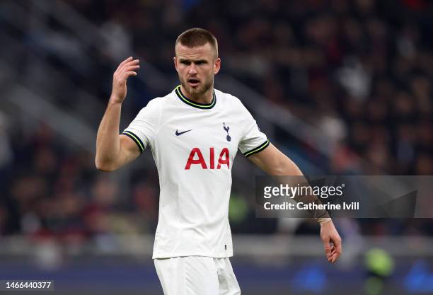 Eric Dier of Tottenham Hotspur during the UEFA Champions League round of 16 leg one match between AC Milan and Tottenham Hotspur at Giuseppe Meazza...