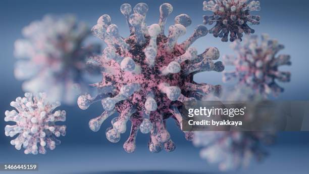 3d virus microorganism in close-up - aids stockfoto's en -beelden