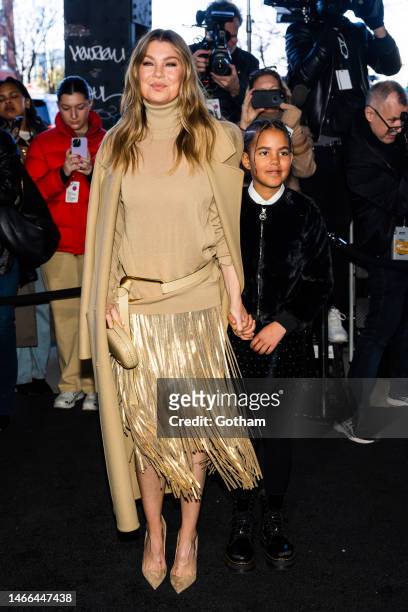 Ellen Pompeo and Sienna Ivery attends the Michael Kors fashion show during New York Fashion Week: The Shows in the Meatpacking District on February...