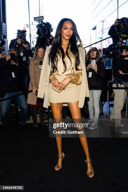 Jourdan Dunn attends the Michael Kors fashion show during New York Fashion Week: The Shows in the Meatpacking District on February 15, 2023 in New...