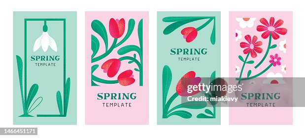 Spring flowers templates set Spring flowers templates set