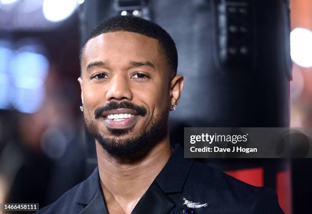 Michael B. Jordan attends the "Creed III" European Premiere at Cineworld Leicester Square on February 15, 2023 in London, England.