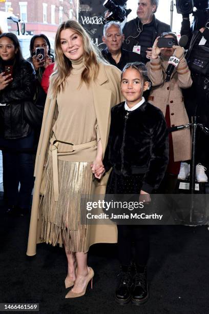 Ellen Pompeo and Sienna Pompeo Ivery attend the Michael Kors Collection Fall/Winter 2023 Runway Show on February 15, 2023 in New York City.