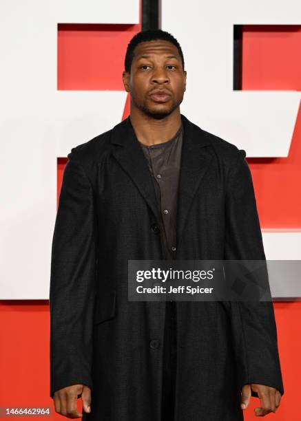 Jonathan Majors attends the European Premiere of Creed III at Cineworld Leicester Square on February 15, 2023 in London, England.