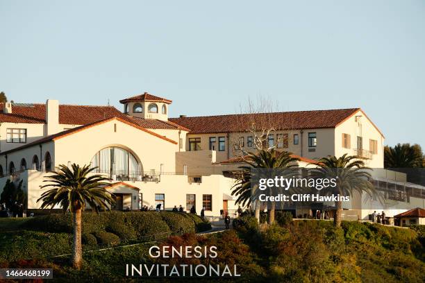 General view of the clubhouse during the pro-am prior to The Genesis Invitational at Riviera Country Club on February 15, 2023 in Pacific Palisades,...