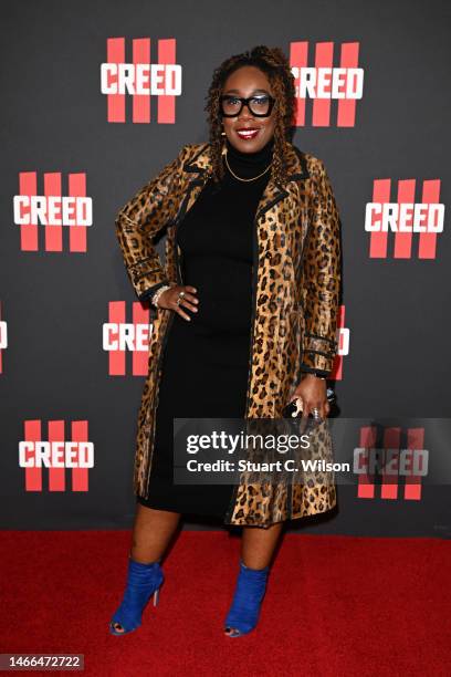 Chizzy Akudolu attends the European Premiere of Creed III at Cineworld Leicester Square on February 15, 2023 in London, England.