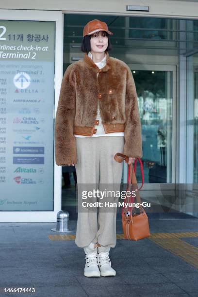 South Korean actress Lee Na-Young is seen on departure at Incheon International Airport on February 15, 2023 in Incheon, South Korea.