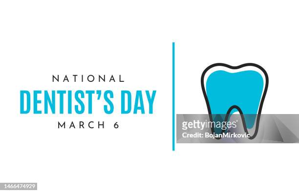 bildbanksillustrationer, clip art samt tecknat material och ikoner med national dentist's day card, march 6. vector - tand