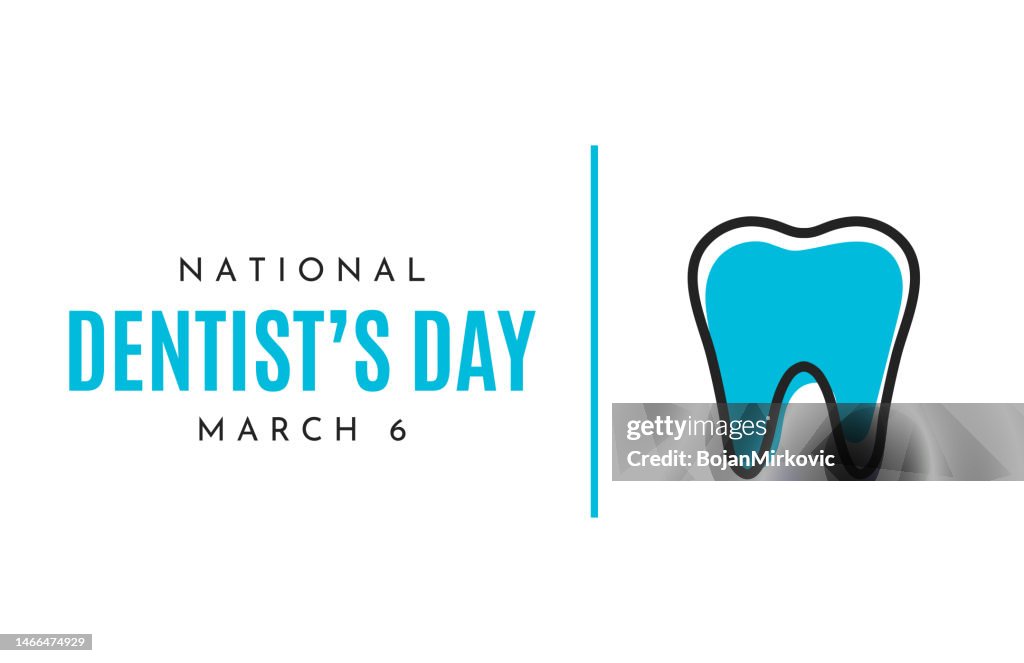 National Dentist's Day card, March 6. Vector