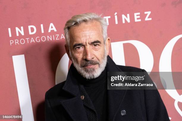 Actor Imanol Arias attends the "Lorca Por Saura" Premiere at Teatro Infanta Isabel on February 15, 2023 in Madrid, Spain.