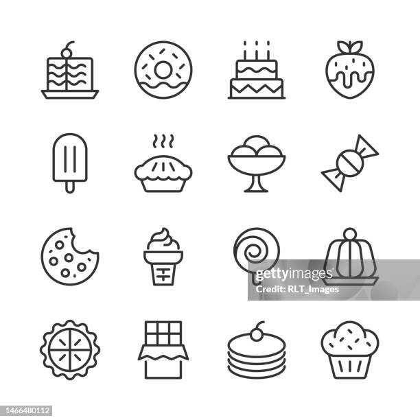 ilustraciones, imágenes clip art, dibujos animados e iconos de stock de iconos de postres y dulces — serie monoline - barra de chocolate