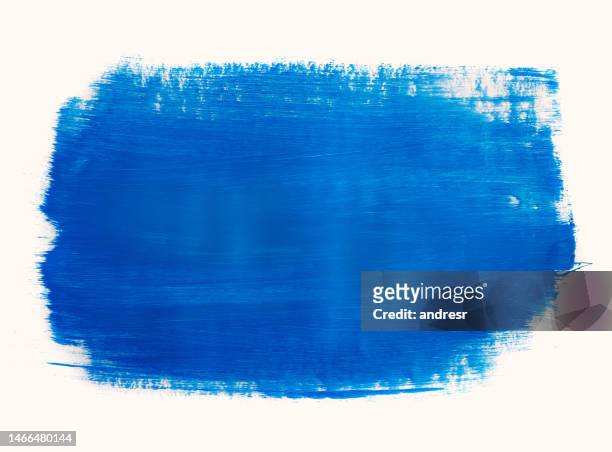 blue color paint stain - paint stroke stockfoto's en -beelden