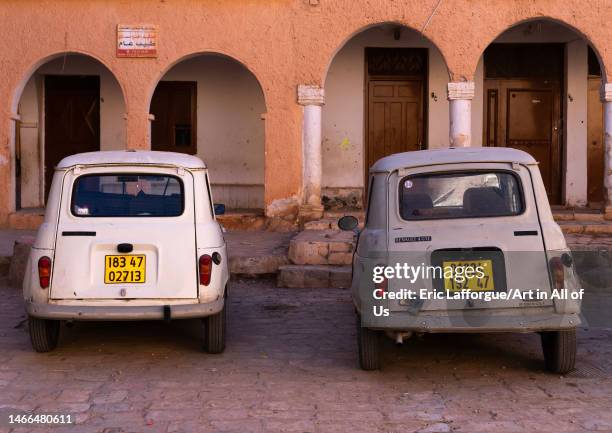 Renault 4L old cars parked in Ksar El Atteuf, North Africa, Ghardaia, Algeria on January 4, 2023 in Ghardaia, Algeria.
