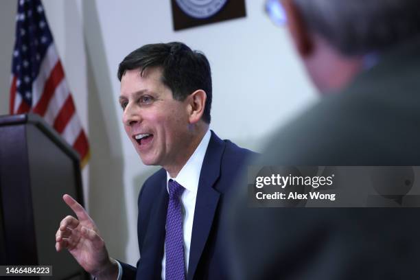 Congressional Budget Office Director Phillip Swagel speaks during a news briefing on the release of new economic reports at Ford House Office...