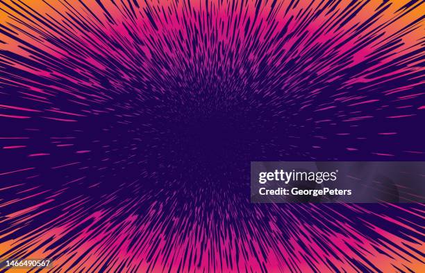 light trails with speed lines - hyperspace stock illustrations