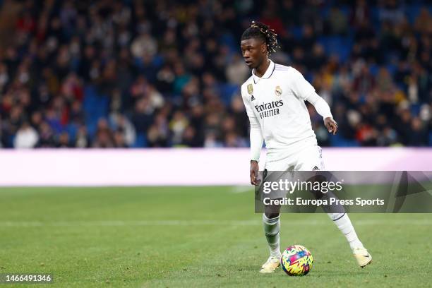 Eduardo Camavinga of Real Madrid in action during the spanish league, La Liga Santander, football match played between Real Madrid and Elche CF at...