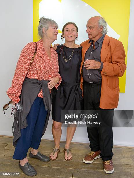 Margaret Law, Natasha Law and Peter Law attend private view of Natasha Law's exhibition 'Dust in Their Eyes' at Eleven on June 21, 2012 in London,...
