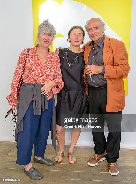 Margaret Law, Natasha Law and Peter Law attend private view of Natasha Law's exhibition 'Dust in Their Eyes' at Eleven on June 21, 2012 in London,...