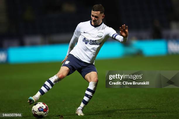 Alan Browne of Preston North End on the ball during the Sky Bet Championship between Preston North End and Luton Town at Deepdale on February 15,...