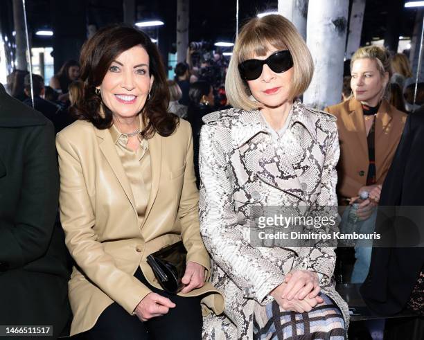 Governor Kathy Hochul and Anna Wintour attend the Michael Kors Collection Fall/Winter 2023 Runway Show on February 15, 2023 in New York City.