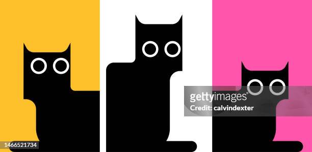 illustrations, cliparts, dessins animés et icônes de illustrations de chats mignons - chat noir