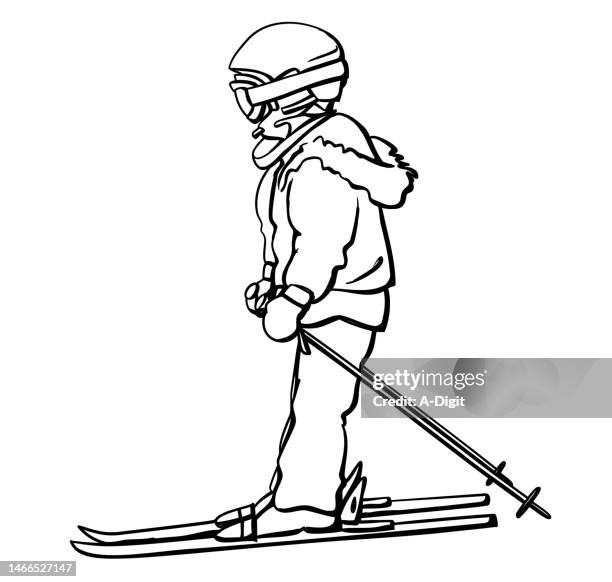 little skier ink - ski slope stock illustrations