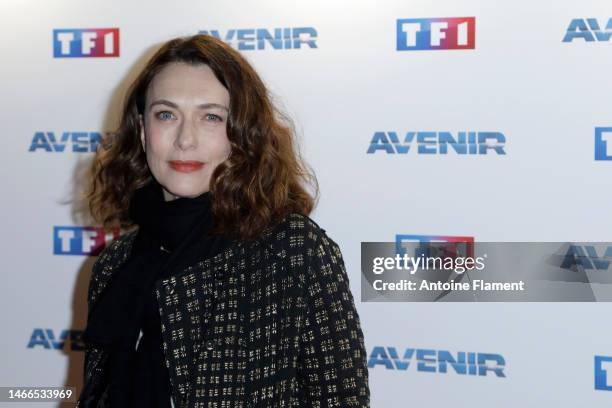 Natacha Lindinger attends the "Avenir" photocall at TF1 on February 15, 2023 in Boulogne-Billancourt, France.