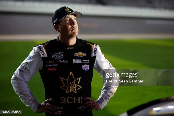 Kyle Busch, driver of the 3CHI Chevrolet, looks on during qualifying for the Busch Light Pole at Daytona International Speedway on February 15, 2023...