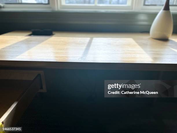 desk with drawer open - minimalist bedroom desk stock pictures, royalty-free photos & images