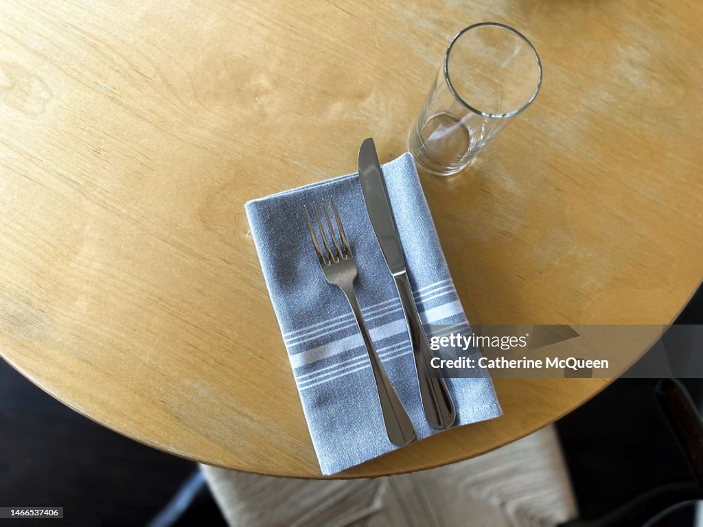 Place setting on wooden table