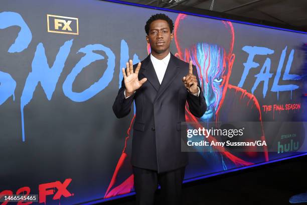 Damson Idris attends the Red Carpet Premiere Event for the Sixth and Final Season of FX's "Snowfall" at Academy Museum of Motion Pictures, Ted Mann...