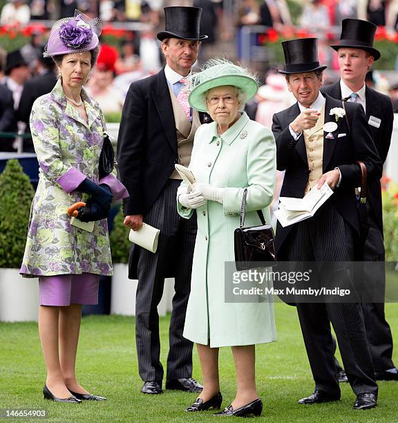 Princess Anne, The Princess Royal, Queen Elizabeth II and John Warren attend Ladies Day during Royal Ascot at Ascot Racecourse on June 21, 2012 in...