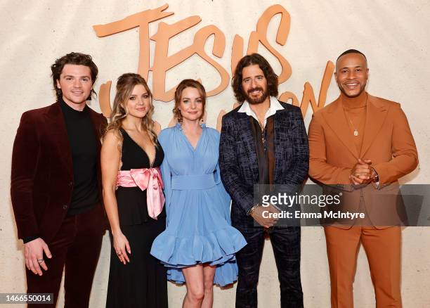 Joel Courtney, Anna Grace Barlow, Kimberly Williams-Paisley, Jonathan Roumie and DeVon Franklin attend the Los Angeles Premiere of Lionsgate's "Jesus...