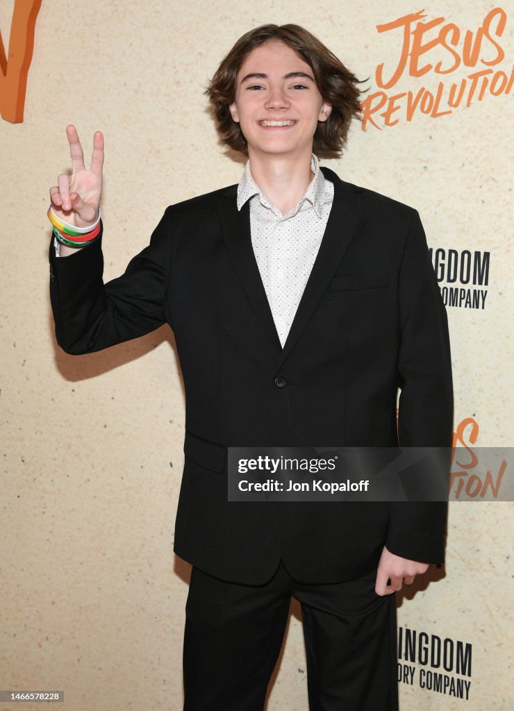 Jackson Robert Scott attends "Jesus Revolution" Los Angeles Premiere